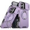 LuxuryKase Shockproof Case with Slide Camera Cover | 360° Rotating Ring Kickstand | Rugged Armour Protection For iPhone Series