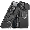 LuxuryKase Shockproof Case with Slide Camera Cover | 360° Rotating Ring Kickstand | Rugged Armour Protection For iPhone Series