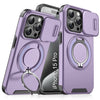 LuxuryKase Shockproof Case with Slide Camera Cover | 360° Rotating Ring Kickstand | Rugged Armour Protection For iPhone Series