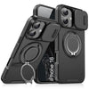 LuxuryKase Shockproof Case with Slide Camera Cover | 360° Rotating Ring Kickstand | Rugged Armour Protection For iPhone Series