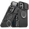 LuxuryKase Shockproof Case with Slide Camera Cover | 360° Rotating Ring Kickstand | Rugged Armour Protection For iPhone Series