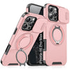 LuxuryKase Shockproof Case with Slide Camera Cover | 360° Rotating Ring Kickstand | Rugged Armour Protection For iPhone Series
