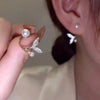 Pearl Zircon Elegant Earrings for Women Tulps Earring Hypoallergenic Fashion Jewelry Accessories
