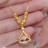 18k Gold Plated Beaded Beats Dancing Zircon Diamond Lucky Ginkgo Leaf Necklace