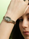 The Embellished Roman Oval Watch - Ivory White
