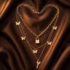 Butterfly Lock & Key Necklace | Layered Gold Necklace for Women