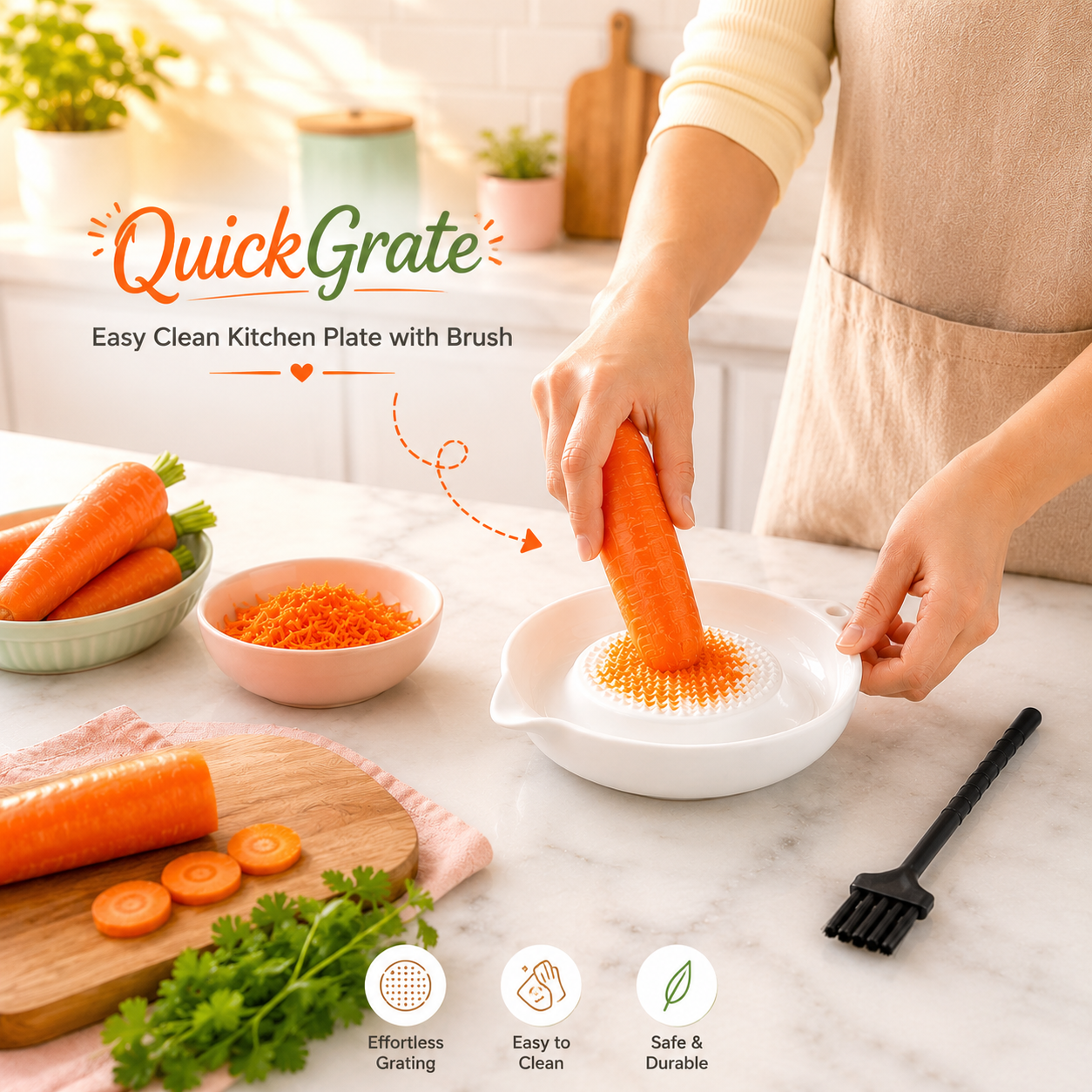 QuickGrate Easy Clean Kitchen Plate with Brush – ZUNEXS