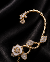 Flower Ear Cuff with Crystal Chain Drop for Women