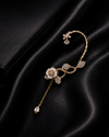 Flower Ear Cuff with Crystal Chain Drop for Women