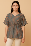 Women Printed Relaxed Fit Top with Kaftan Sleeves