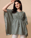 Women Printed Relaxed Fit Top with Kaftan Sleeves