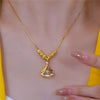 18k Gold Plated Beaded Beats Dancing Zircon Diamond Lucky Ginkgo Leaf Necklace