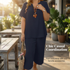 Women's Casual Short Sleeve Top & Wide Leg Pants Set