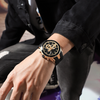 Sport Style Luminous Silicone Strap Waterproof Watch - Black-Gold