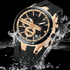 Sport Style Luminous Silicone Strap Waterproof Watch - Black-Gold